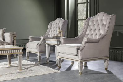 Chesterfield Set 3tlg. Sessel Luxus Möbel Beistelltisch Sofa 3tlg