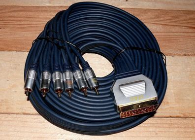 Itec Profi Kabel Scart auf 6x Cinch Adapterkabel Audio Video Scart TV AV 5m SW