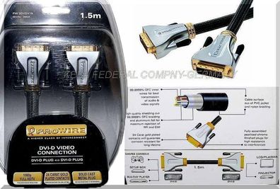 Prowire PW2DVDV15 DVi-D > DVi-D Plug Video Kabel 24K Gold 1080p FULL HD-TV B2