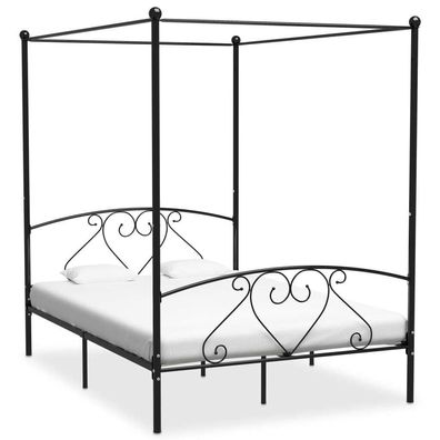 Himmelbett-Gestell Schwarz Metall 140 x 200 cm