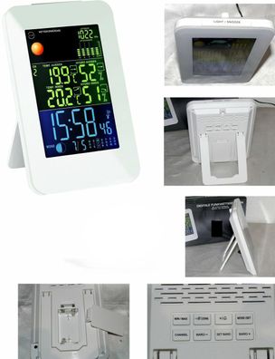 GT-WS-10W Digitale Funk Wetterstation Farbdisplay Wettervorhersage Funkuhr Mond