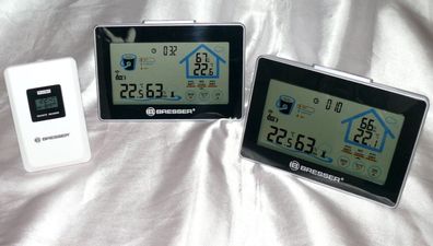 2x Bresser Funk Hygrometer Wetterstation Lüftungsempfehlung Tauch 1x Außensensor