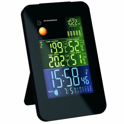 GT-WS-10S Digitale Funk Wetterstation Farbdisplay Wettervorhersage Funkuhr Mond