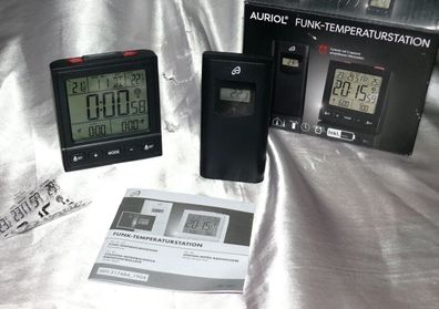 HG05686B-DCF-RX Funk Temperatur Wecker Station LCD Display Uhr Außensensor Alarm