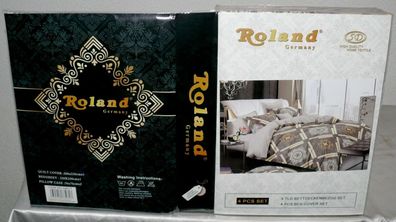 Roland 34617 Bettwäsche 200x220 4TLG. Bettdeckenbezug Set Ornamenten Grau Bra N7