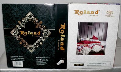 Roland 34617 Bettwäsche 200x220 4TLG. Bettdeckenbezug Set Blumen Rot Weiß Bra N5