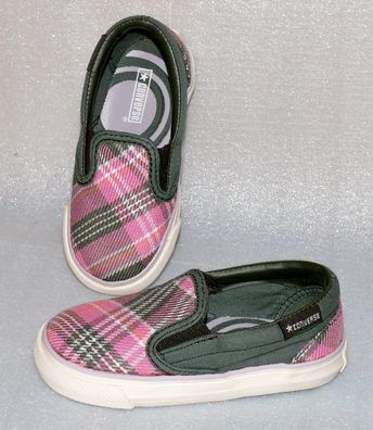 Converse Skid Grip EV Canvas Kinder Schuhe Slip On Sneaker Gr 18 UK2 Plaid Pink