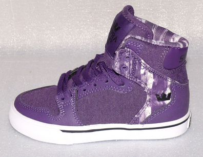 Supra Vaider S11213K HI Cut Kinder Schuhe Freizeit Sneaker 32 UK 13 Purple Weiß