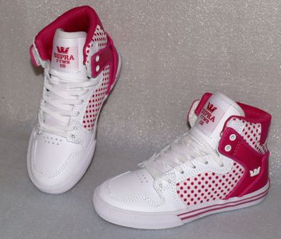 Supra Vaiders S11210K HI Cut Junior Schuhe Freizeit Sneaker Gr 36 UK3 Pink Weiß