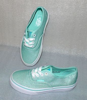 Vans UY Authentic K'S Kinder Schuhe Sneaker Gr 31 UK13 Glitter Iridescent Türkis