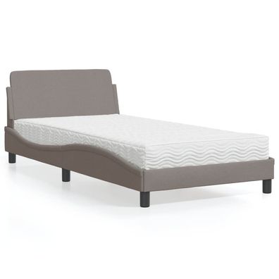 Bett mit Matratze Taupe 100x200 cm Stoff