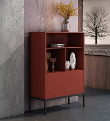 Italienische Kommode Stil Möbel Hoch Designer Schrank Schränke Orange Sideboard