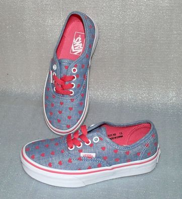 Vans Authentic K'S Canvas Kinder Schuhe Freizeit Sneaker 31 UK13 Chambray Herz