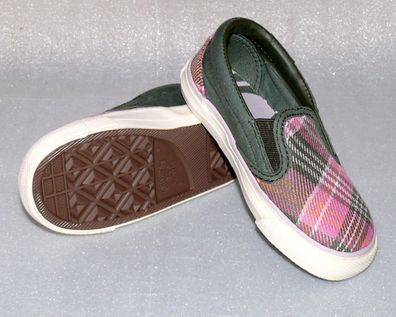 Converse Skid Grip EV Canvas Kinder Schuhe Slip On Sneaker Gr 22 UK6 Plaid Pink