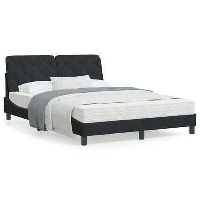 Bettgestell mit LED-Leuchten Schwarz 120x200 cm Samt