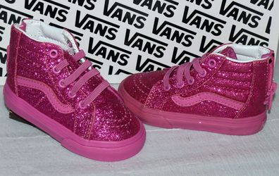 Vans SK8 HI ZIP K'S Canvas Glitzer Kinder Schuhe Sneaker Gr 21 Shimmer Magenta