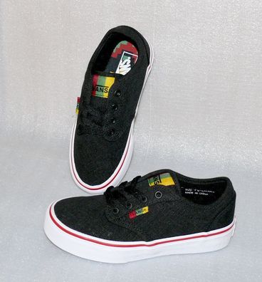 Vans Atwood Y'S Canvas Kinder Schuhe Freizeit Sneaker Gr 31 UK13 Rasta Schwarz R