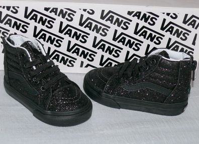 Vans SK8 HI ZIP K'S Canvas Glitzer Kinder Schuhe Sneaker Gr 21 Shimmer Schwarz