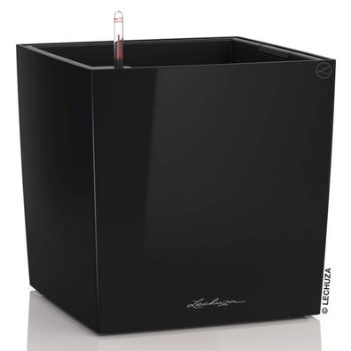 LECHUZA® Pflanzgefäße CUBE Premium 30 Schwarz hochglänzend All-in-One