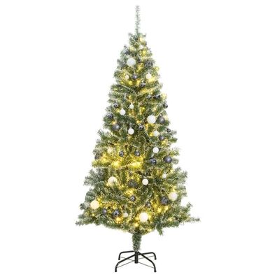 Künstlicher Weihnachtsbaum 300 LEDs &amp; Kugeln Beschneit 240 cm