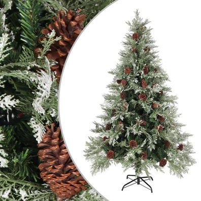Weihnachtsbaum mit Zapfen Grün und Weiß 120 cm PVC &amp; PE
