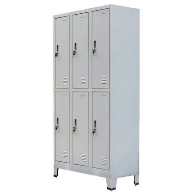 Schließfachschrank mit 6 Fächern Stahl 90x45x180 cm Grau