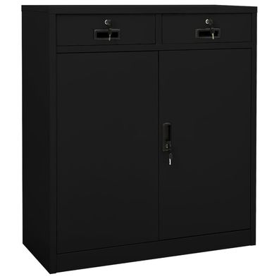 Büroschrank Schwarz 90x40x102 cm Stahl