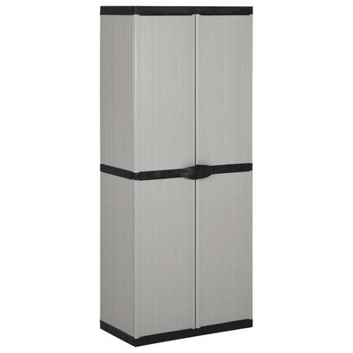 Garten-Lagerschrank mit 3 Böden Grau &amp; Schwarz 68x40x168 cm