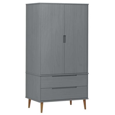 Kleiderschrank MOLDE Grau 90x55x175 cm Massivholz Kiefer