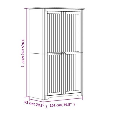 Kleiderschrank BODO Grau 99x53,5x173 cm Massivholz Kiefer