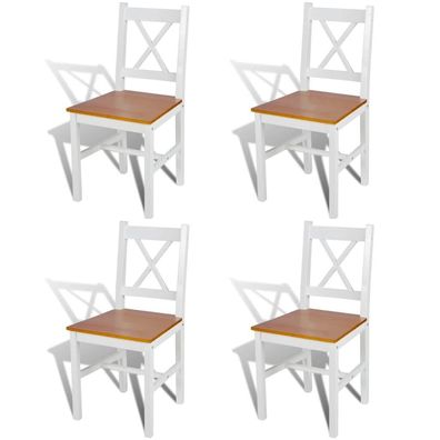 Esszimmerstühle 4 Stk. Weiß Kiefernholz