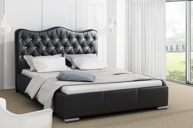 Bettrahmen Betten Ehebett Modern Bett Kunstleder Polsterbett Doppelbett Schwarz