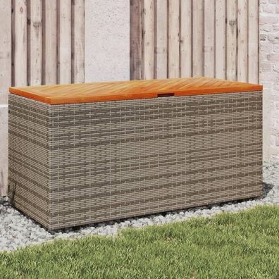 Gartentruhe Grau 110x50x54 cm Poly Rattan Akazienholz