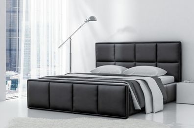 Doppelbett Bettrahmen Bett Möbel Polsterbett Betten Polyester Modern Schwarz