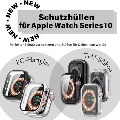 Apple Watch Schutzhülle Series 10 Silikon Hülle PC Schutzhülle 9H 42mm 46mm