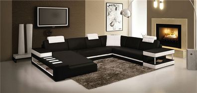 U Form Sofa Couch Polster Garnitur Wohnlandschaft Design Luxus Ecksofa Leder neu