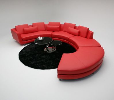 Rote Rund Couch Ecksofa Wohnlandschaft Rundsofa Polster Garnitur Sofas Couchen