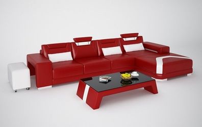 Garnitur Möbel Wohnzimmer Komplett Set 3tlg. Ecksofa Sofa Hocker Tisch Couch Neu