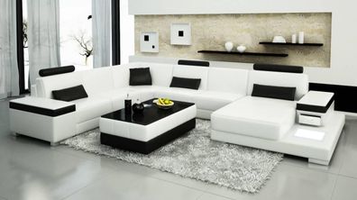 Ledersofa Designer Sofa U Form Wohnlandschaft Couch Polster Ecksofa Garnitur Neu