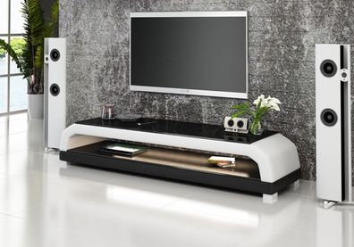 rtv tv Sideboard Leder Glas Tisch Fernseh Schrank Tisch Designer Glas lowboard