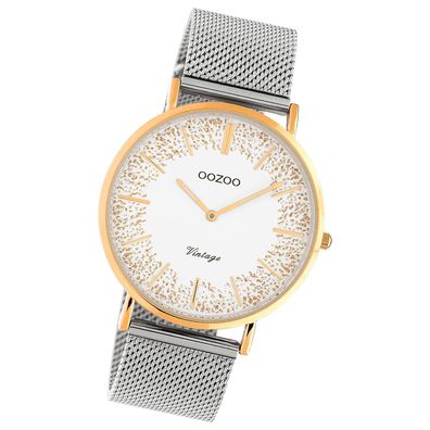 Oozoo Damen Armbanduhr Vintage Series Analog Edelstahl silber UOC20136