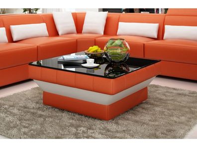 Design Glastisch Leder Couch Tisch Tische Glas Sofa Wohnzimmertische