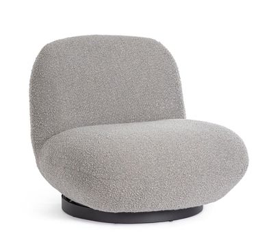 Drehsessel Margot 81x95x71cm gepolstert mit Boucle-Stoff grau und Sockel schwarz