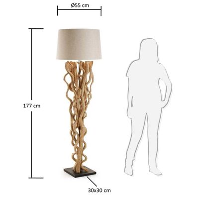 Stehlampe Nuba 55 x 55 x 177 cm Holz und Gewebe Dekoartikel Leuchte Wohnzimmer