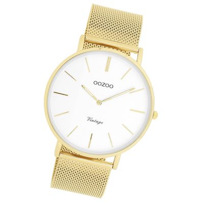 Oozoo Edelstahl Herren Uhr C9908A Analog Quarzuhr Armband gold Vintage UOC9908A