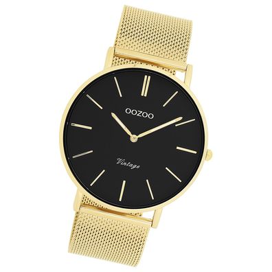 Oozoo Edelstahl Herren Uhr C9912A Analog Quarzuhr Armband gold Vintage UOC9912A