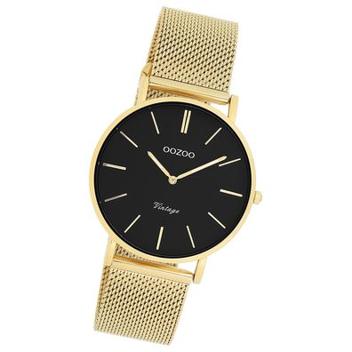 Oozoo Edelstahl Damen Uhr C9914A Analog Quarzuhr Armband gold Vintage UOC9914A