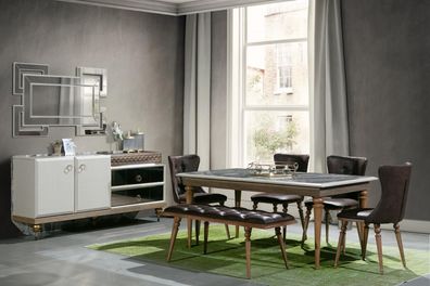 Esszimmer Set Bank Tisch Stühle Essgruppe Tischgarnitur Sideboard 6tlg