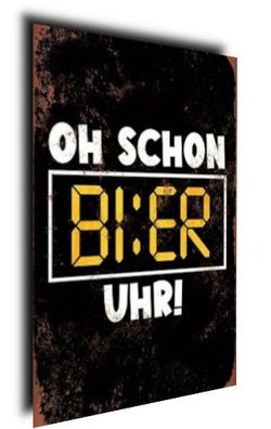 Dekoschild aus Aluminium, Originelles Motiv ( Bieruhr ] 15x10cm