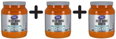 3 x NOW Foods Bone Broth, Beef Powder - 544g